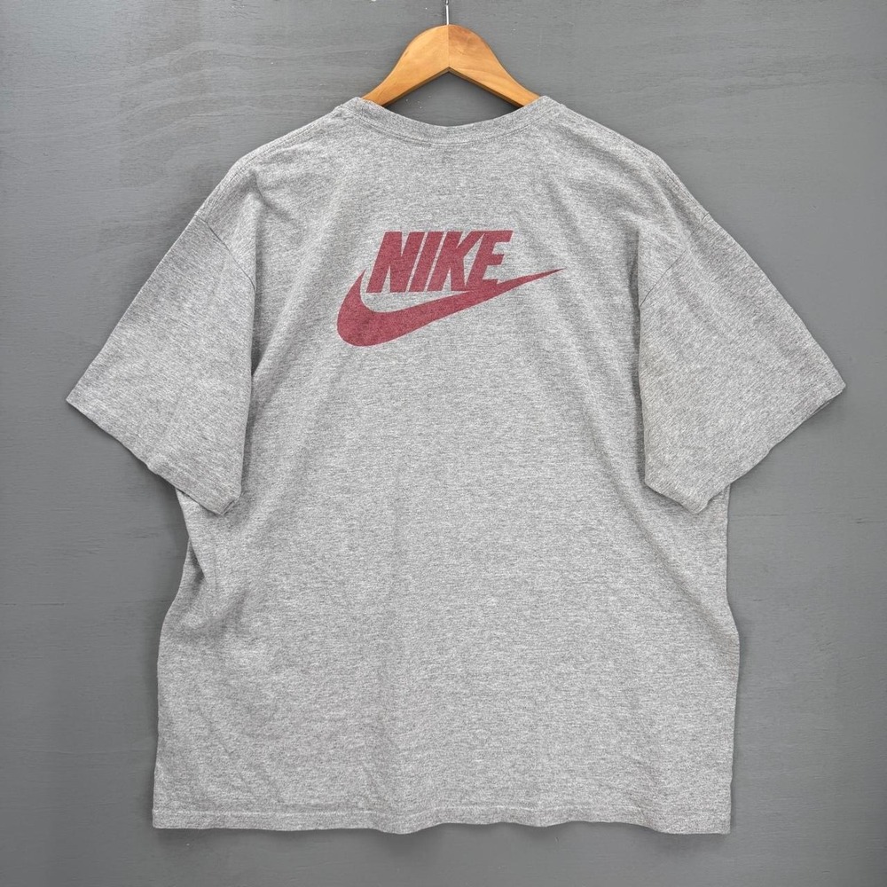 Vintage Nike T-Shirt Gray Short Sleeve Embroidered Swoosh Back Silver Tag Y2K XL